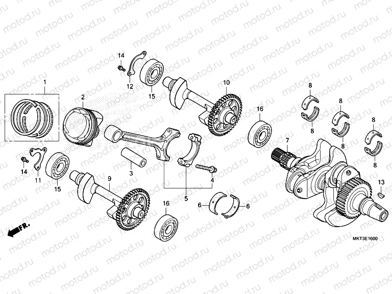 E-16 CRANKSHAFT & PISTON