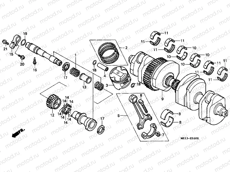E-16 CRANKSHAFT / PISTON