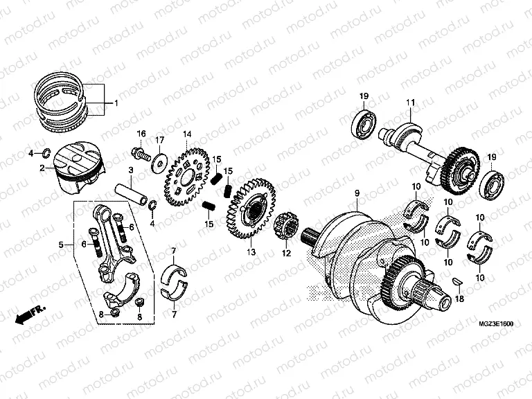 E-16 CRANKSHAFT / PISTON