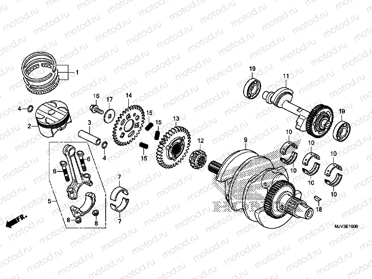 E-16 CRANKSHAFT / PISTON