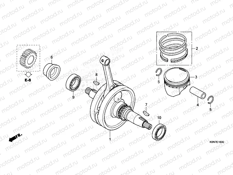 E-16 CRANKSHAFT & PISTON