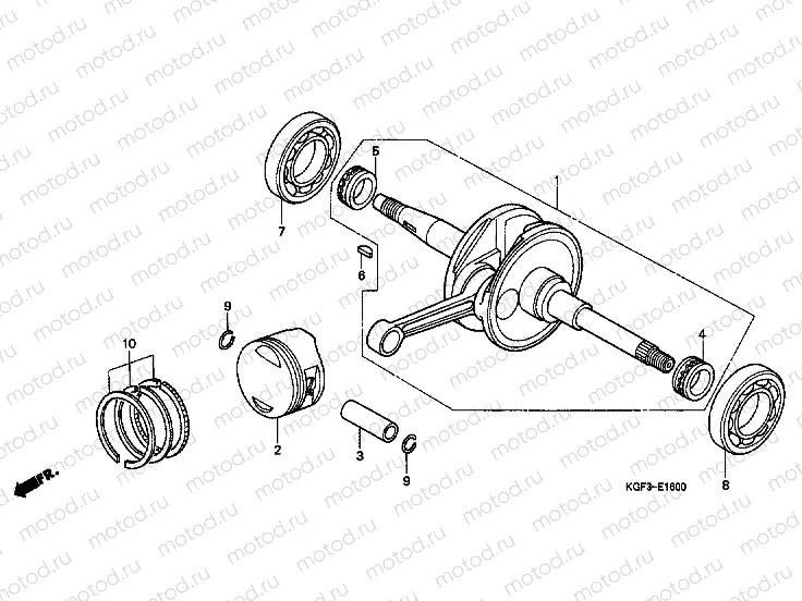 E-16 CRANKSHAFT / PISTON