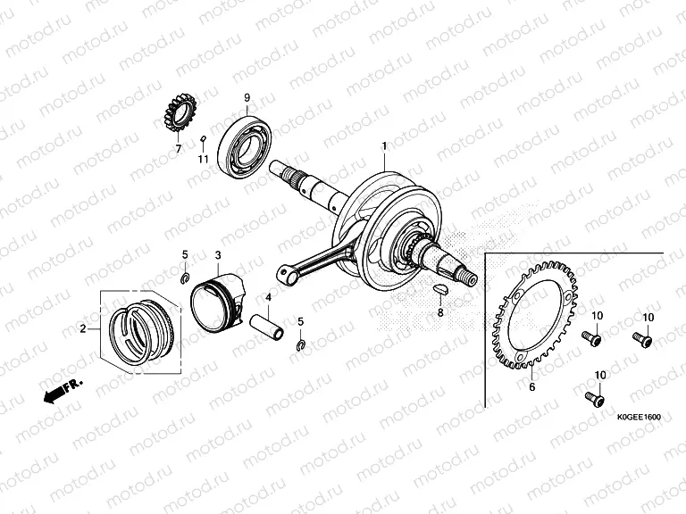 E-16 CRANKSHAFT & PISTON