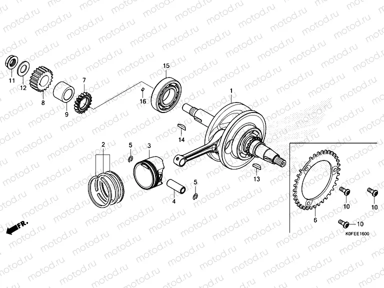 E-16 CRANKSHAFT & PISTON