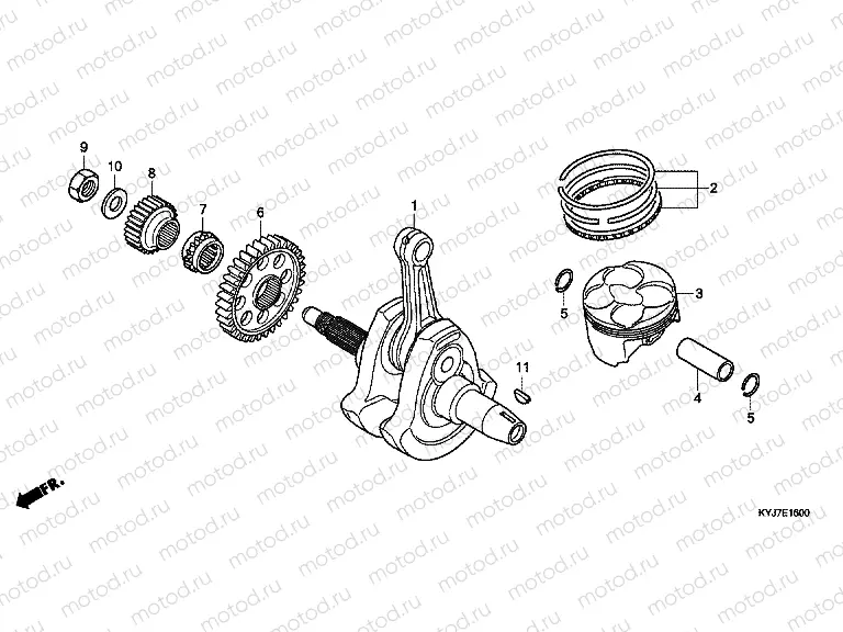 E-16 CRANKSHAFT / PISTON