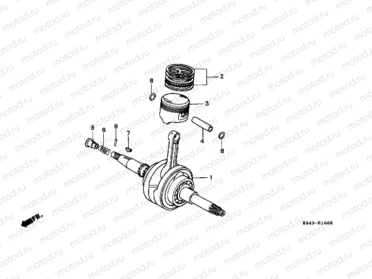 E-16 CRANKSHAFT / PISTON