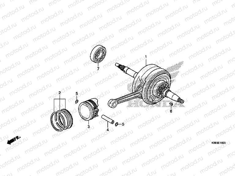E-16 CRANKSHAFT / PISTON
