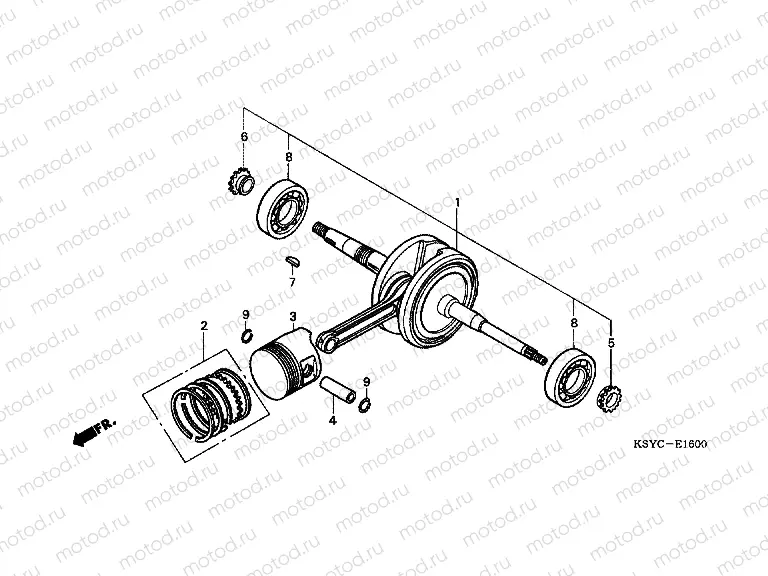 E-16 CRANKSHAFT / PISTON (SC1255,6,8)