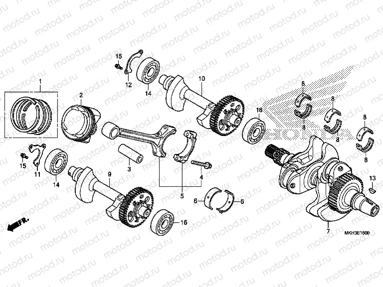 E-16 CRANKSHAFT/PISTON