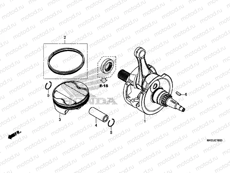E-16 CRANKSHAFT/PISTON