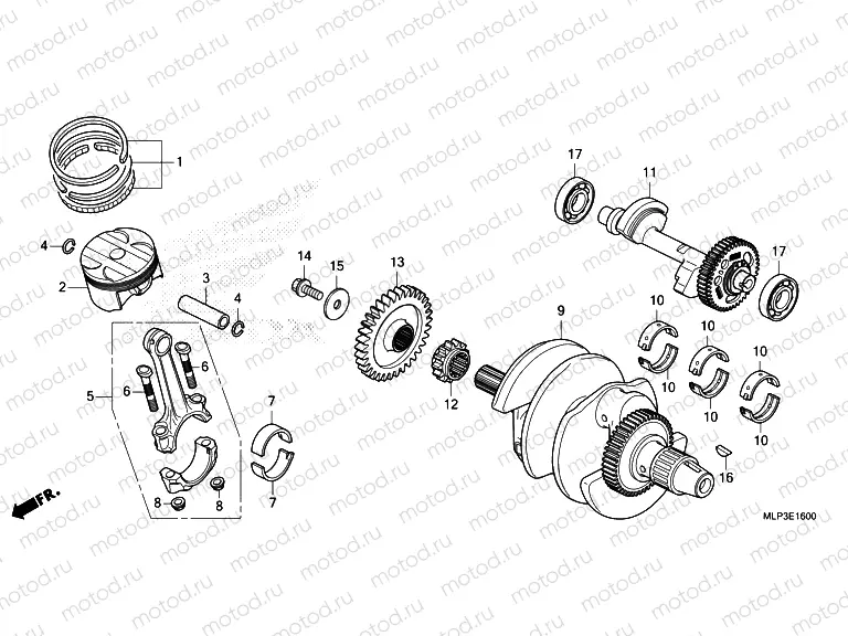 E-16 CRANKSHAFT/PISTON