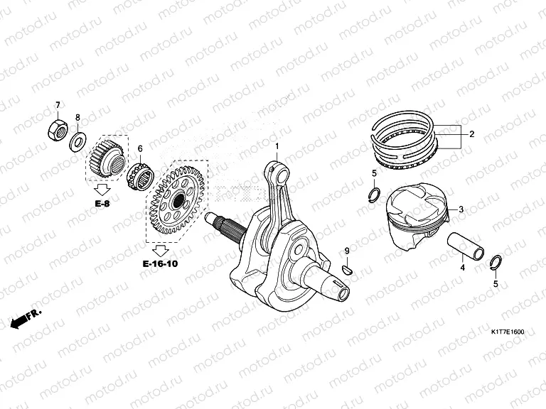 E-16 CRANKSHAFT/PISTON