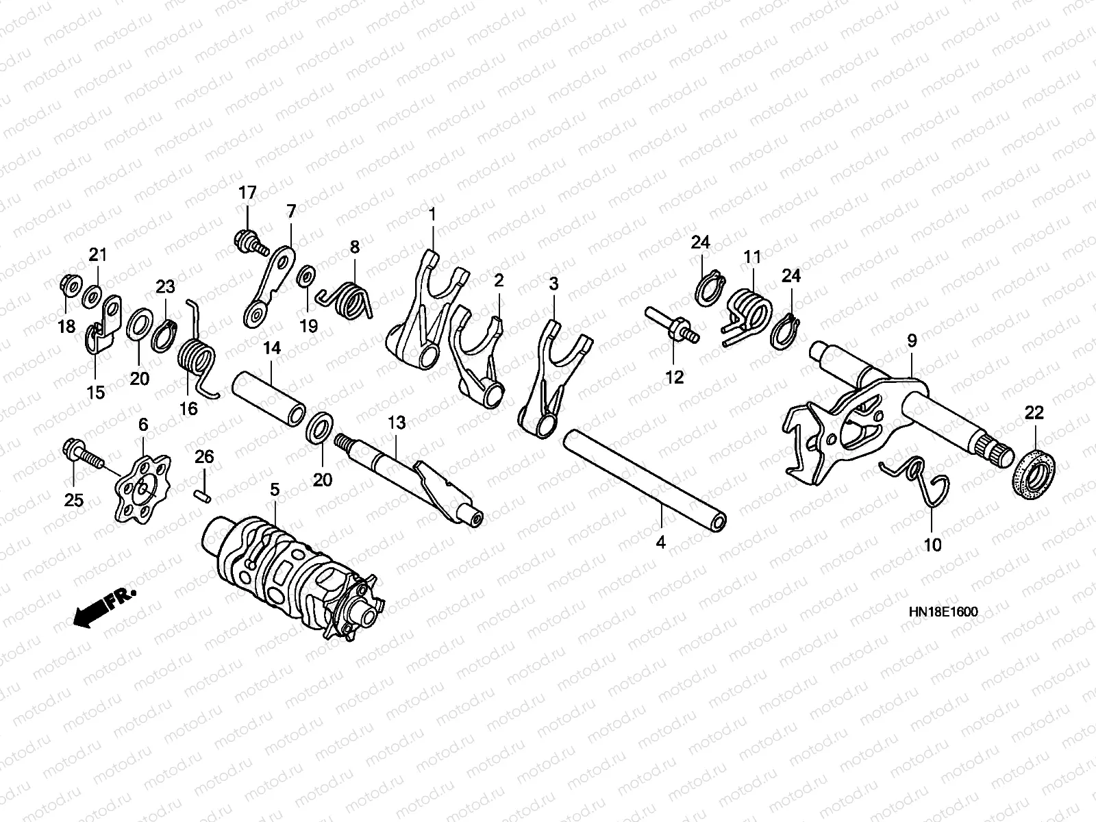 E-16 SHIFT DRUM / SHIFT FORK
