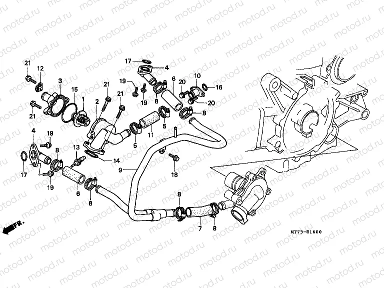 E-16 WATER PIPE / THERMOSTAT