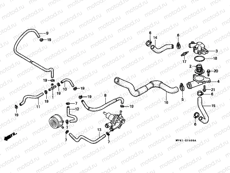 E-16 WATER PIPE/THERMOSTAT