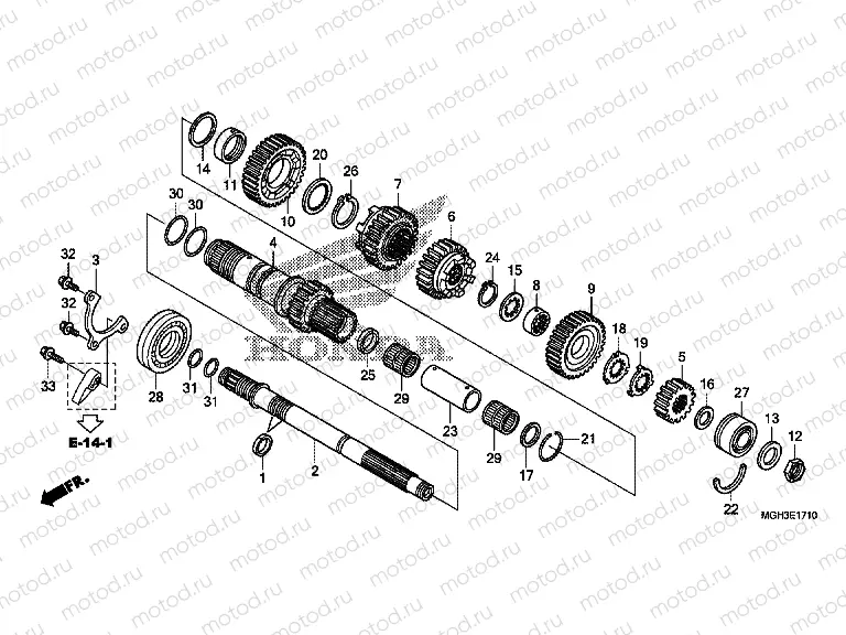 E-17-10 GEARBOX (VFR1200XD) (CRANKSHAFT)