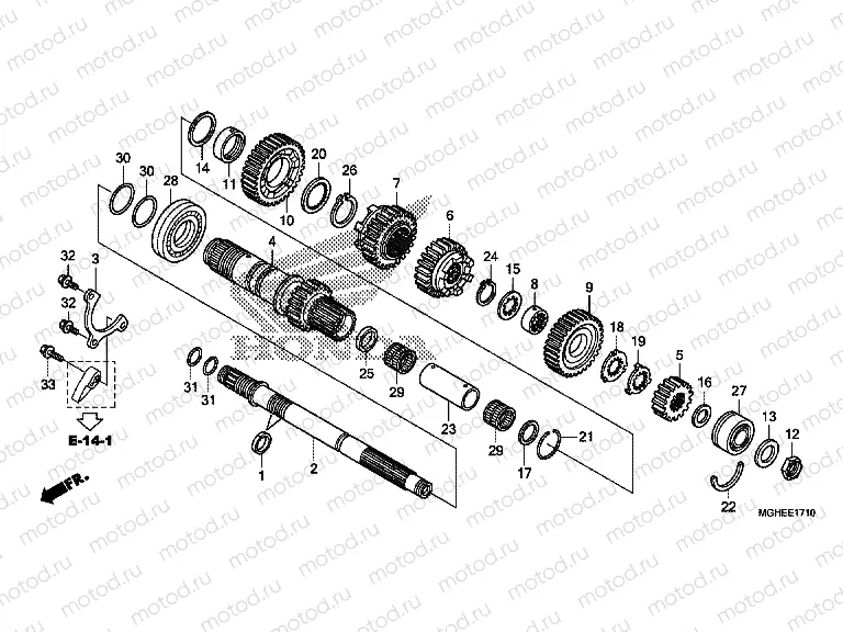 E-17-10 TRANSMISSION (VFR1200XD / XDA / XDL / XDS) (CRANKSHAFT)