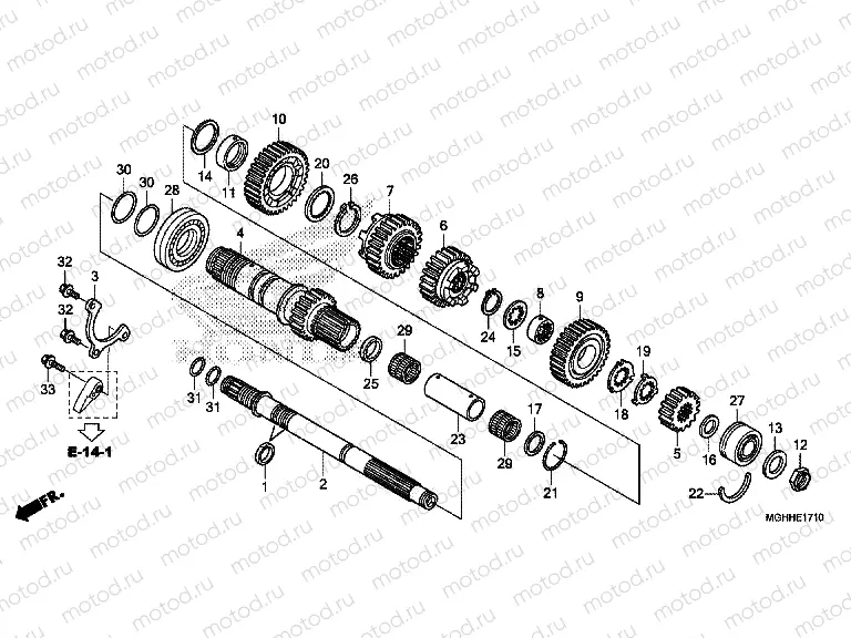 E-17-10 TRANSMISSION (VFR1200XD / XDA / XDS) (MAINSHAFT)