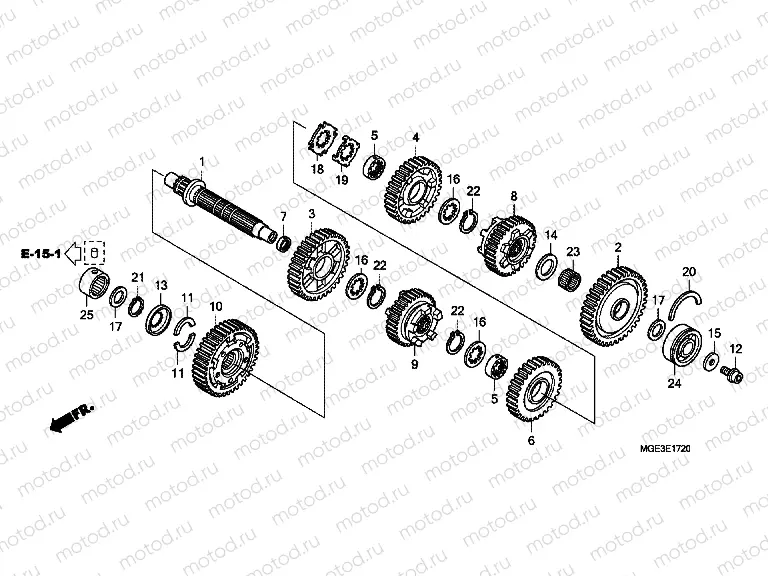 E-17-20 GEARBOX (VFR1200FD) (GEAR SHAFT)