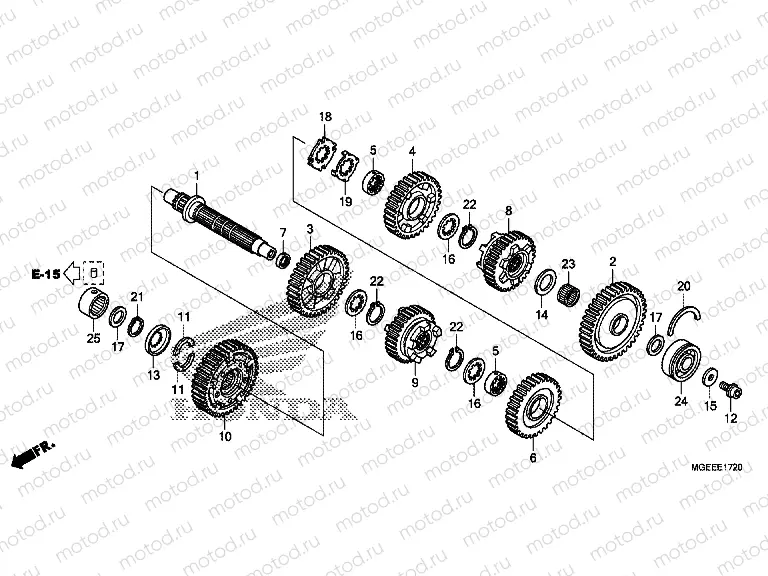 E-17-20 GEARBOX (VFR1200FD) (GEAR SHAFT)