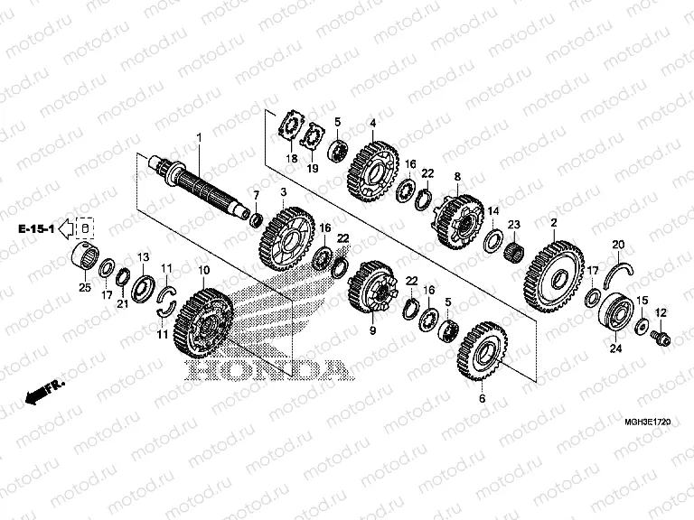 E-17-20 GEARBOX (VFR1200XD) (GEAR SHAFT)