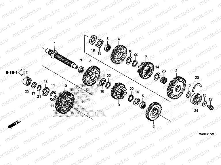 E-17-20 GEARBOX (VFR1200XD / XDA / XDL / XDS) (GEAR SHAFT)
