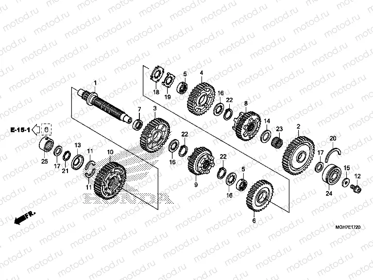 E-17-20 GEARBOX (VFR1200XD / XDA / XDL / XDS) (GEAR SHAFT)