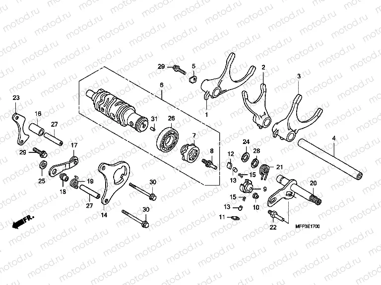 E-17 GEARBOX DRUM / GEARSHIFTFORK