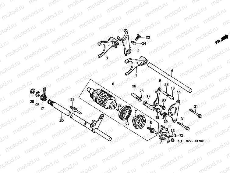 E-17 GEARSHIFT DRUM/GEARSHIFT FORK