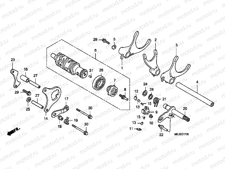 E-17 TRANSMISSION DRUM / GEAR SWITCH FORK