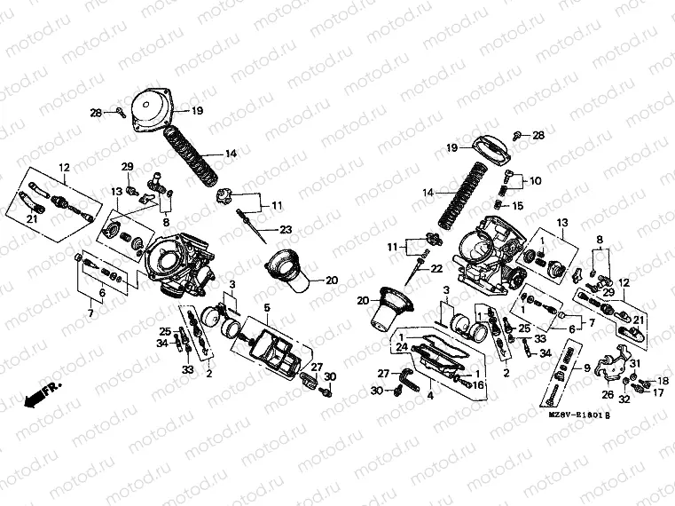 E-18-1 CARBURETOR (DOUBLE) (PARTS)
