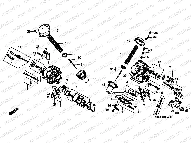 E-18-1 CARBURETOR (PARTS)