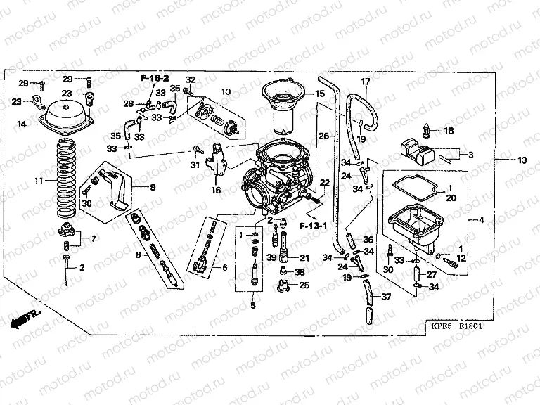 E-18-1 CARBURETOR (XR250HS6,7,8, E / LS6,7,8)