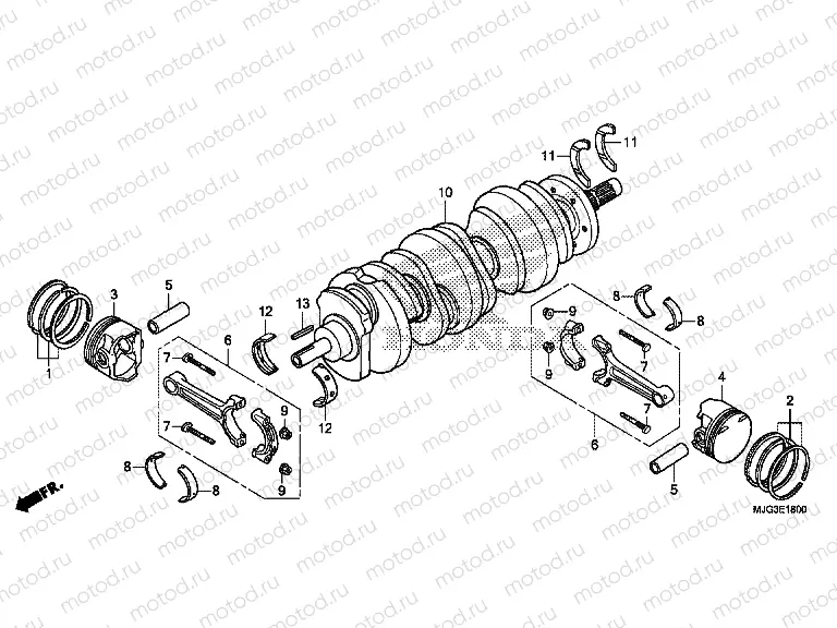 E-18 CRANKSHAFT / PISTON