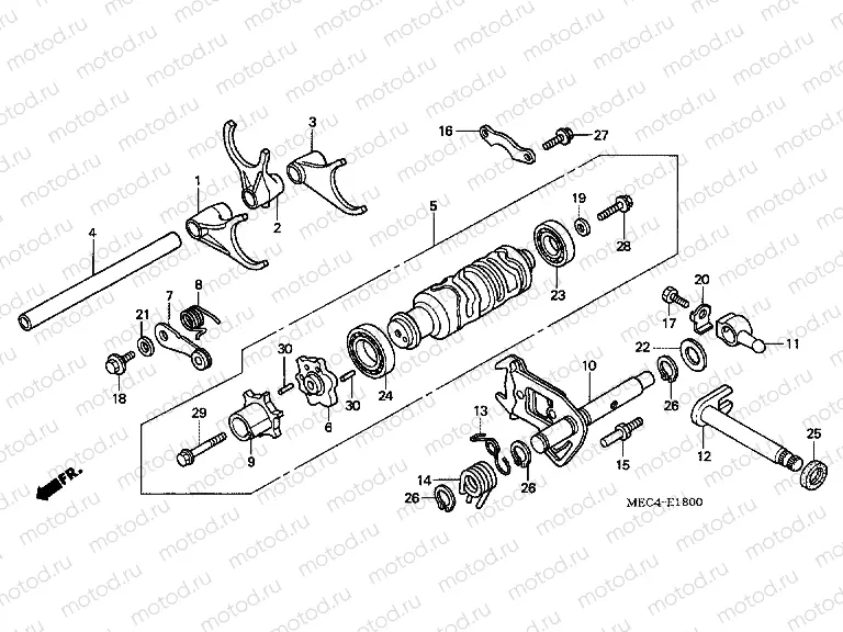 E-18 SHIFT DRUM/SHIFT FORK