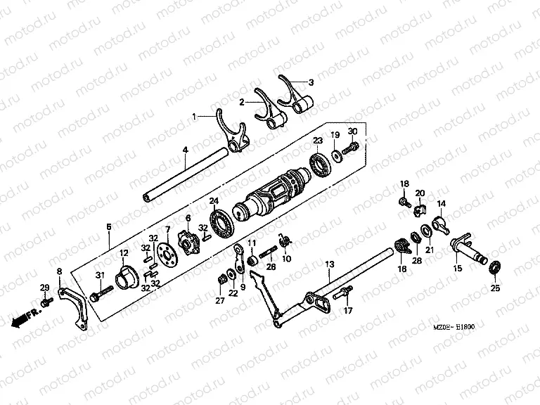 E-18 TRANSMISSION DRUM / CLUTCH FORK