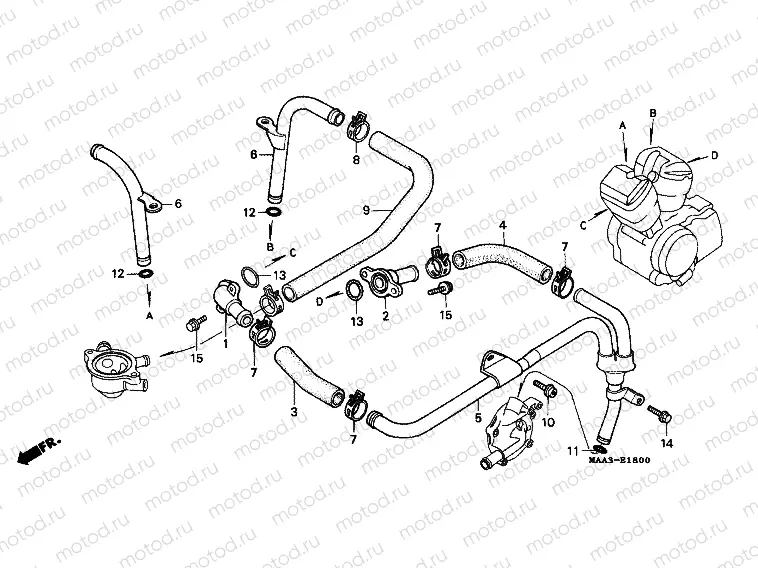 E-18 WATER PIPE (VT1100CS / CT)