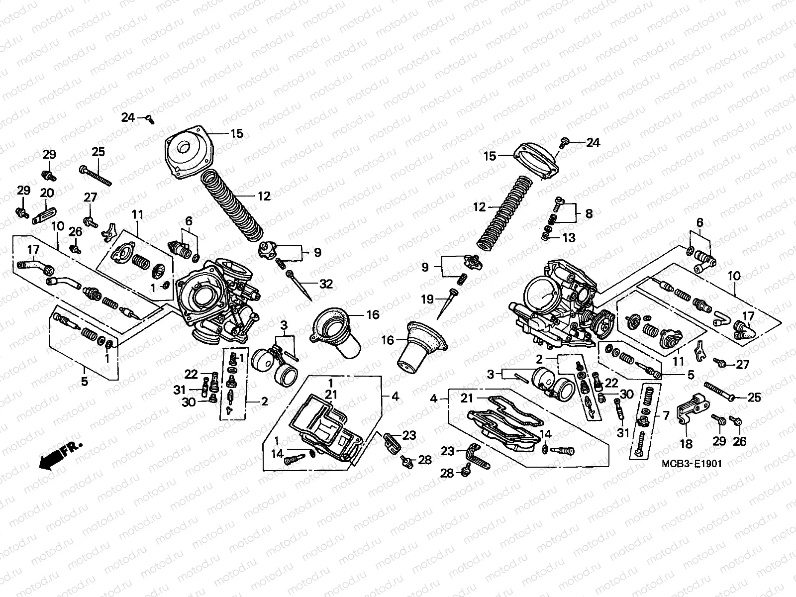 E-19-1 CARBURETOR (COMPONENT PARTS)