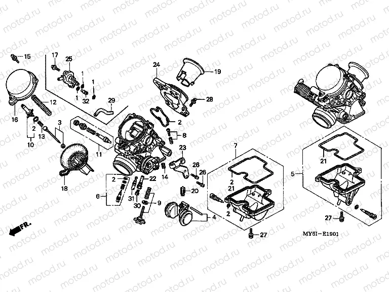 E-19-1 CARBURETOR (PARTS)