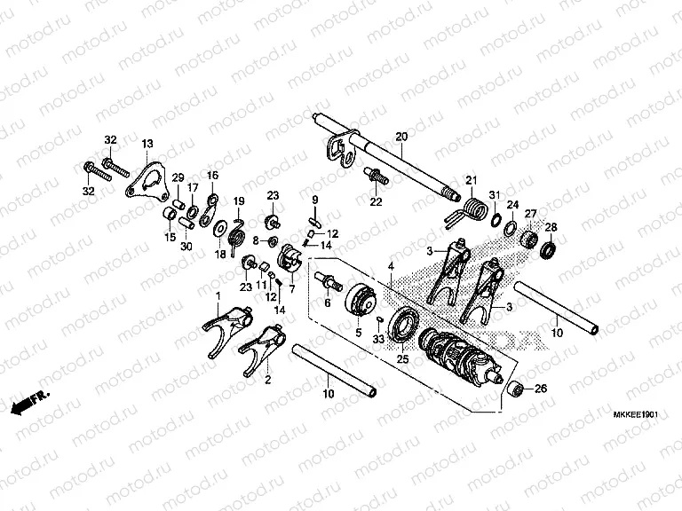 E-19-1 GEARSHIFT DRUM (CRF1000D/D2/DL/DL2)