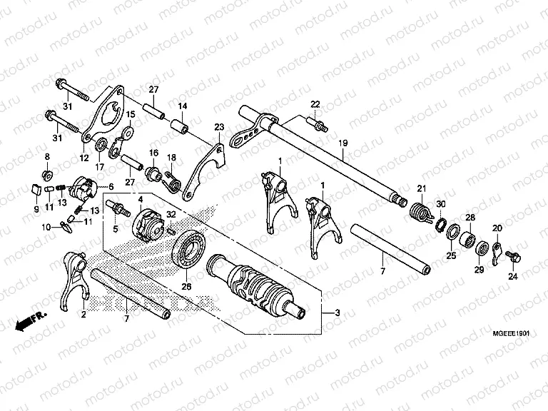 E-19-1 GEARSHIFT DRUM (VFR1200F)