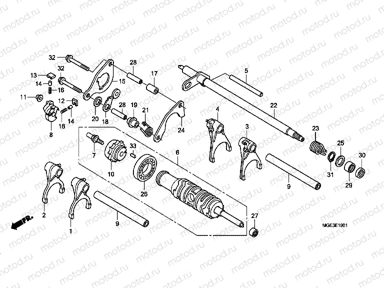 E-19-1 TRANSMISSION DRUM (VFR1200FD)