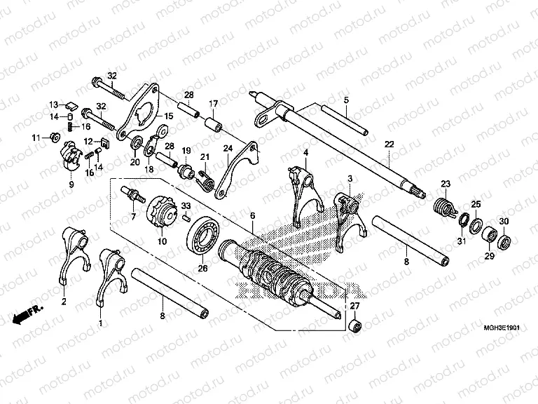 E-19-1 TRANSMISSION DRUM (VFR1200XD)