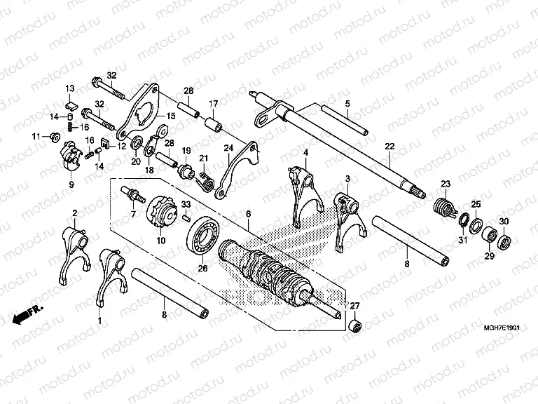 E-19-1 TRANSMISSION DRUM (VFR1200XD / XDA / XDL / XDS)