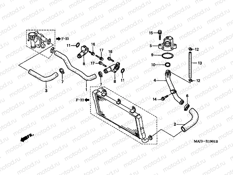 E-19-1 WATER PIPE (ST1100T / V / W / AT / AV / AW)