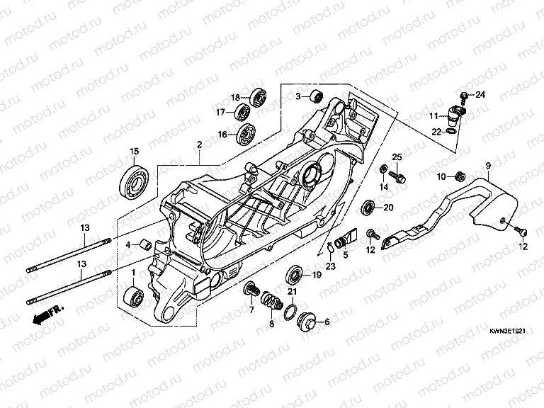 E-19-21 LEFT CRANKSHAFT (WW125EX2C / EX2D / EX2E / D)