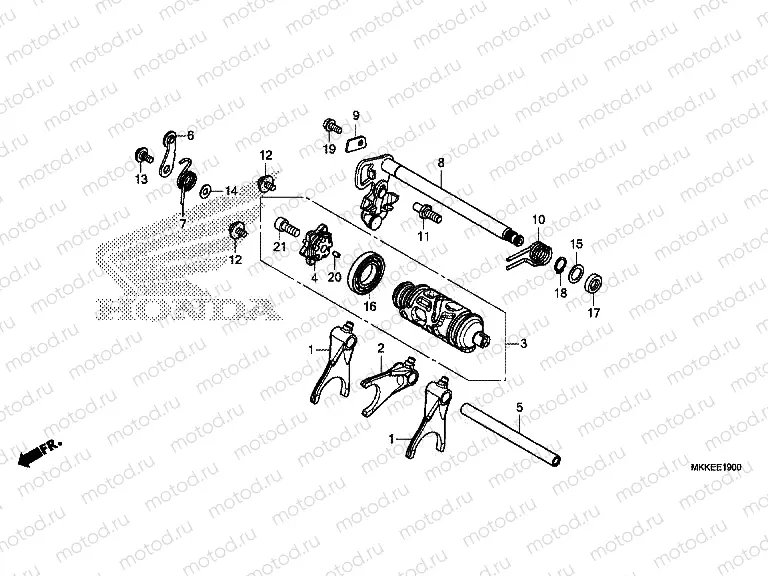 E-19 GEARSHIFT DRUM (CRF1000A/A2/AL/AL2)