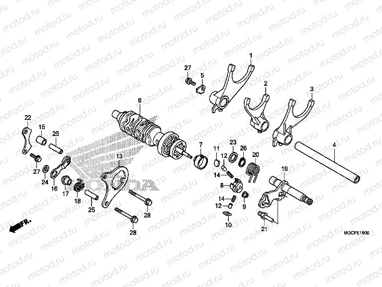 E-19 GEARSHIFT DRUM/GEARSHIFT FORK