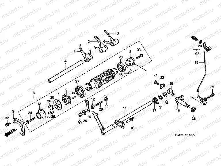 E-19 TRANSMISSION DRUM / CLUTCH FORK