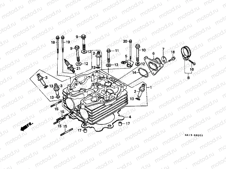 E-2-1 CYLINDER HEAD (XR250RG / RH / RJ / RK / RL / RM)